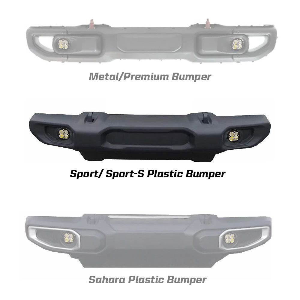 Jeep JL Fog Light Squadron-R SAE 18-Pres Wrangler JL Sport/Sport-S Fog Pocket Kit Baja Amber Baja Designs