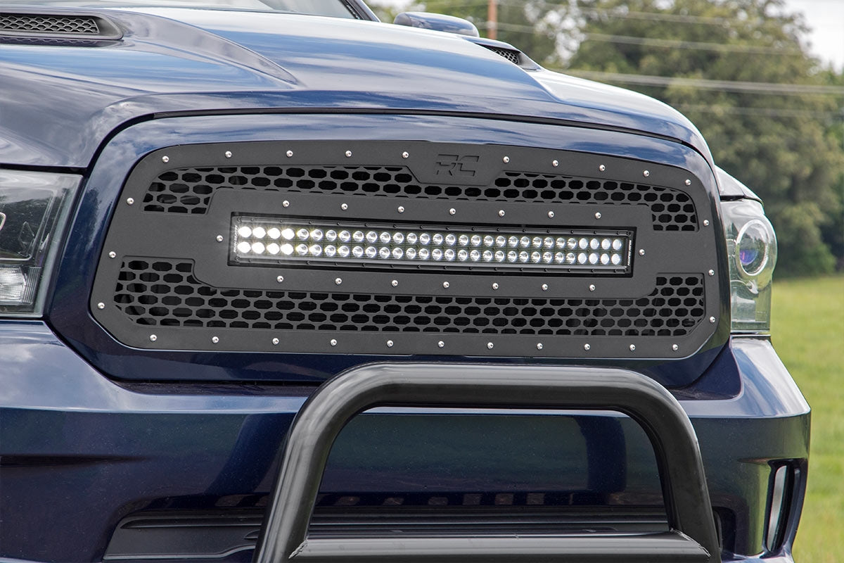 Mesh Grille | 30" Dual Row LED | Black | White DRL | Ram 1500 2WD/4WD (13-18 & Classic)