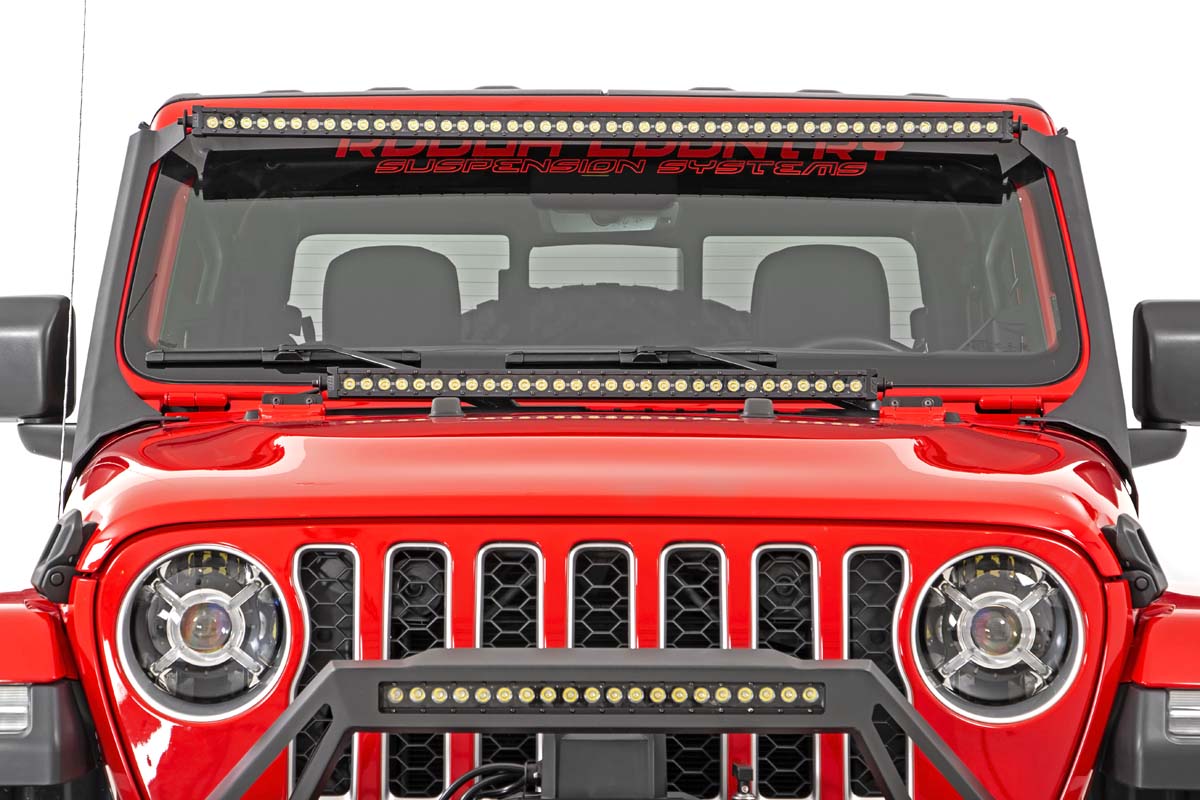 LED Light Kit | Windshield | 50" BLK Dual Row | Amber DRL | Jeep Gladiator JT/Wrangler JL (18-24)