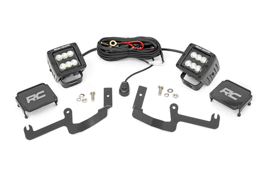 LED Light Kit | Ditch Mount | 2" Black Pair | Flood | Chevy Silverado 1500 (19-24)