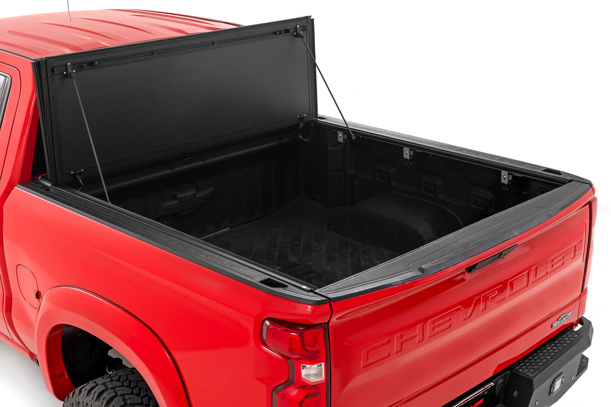 Hard Tri-Fold Flip Up Bed Cover | 5'10" Bed | Chevy/GMC Sierra 1500 (19-26)/Silverado 1500 (19-26)