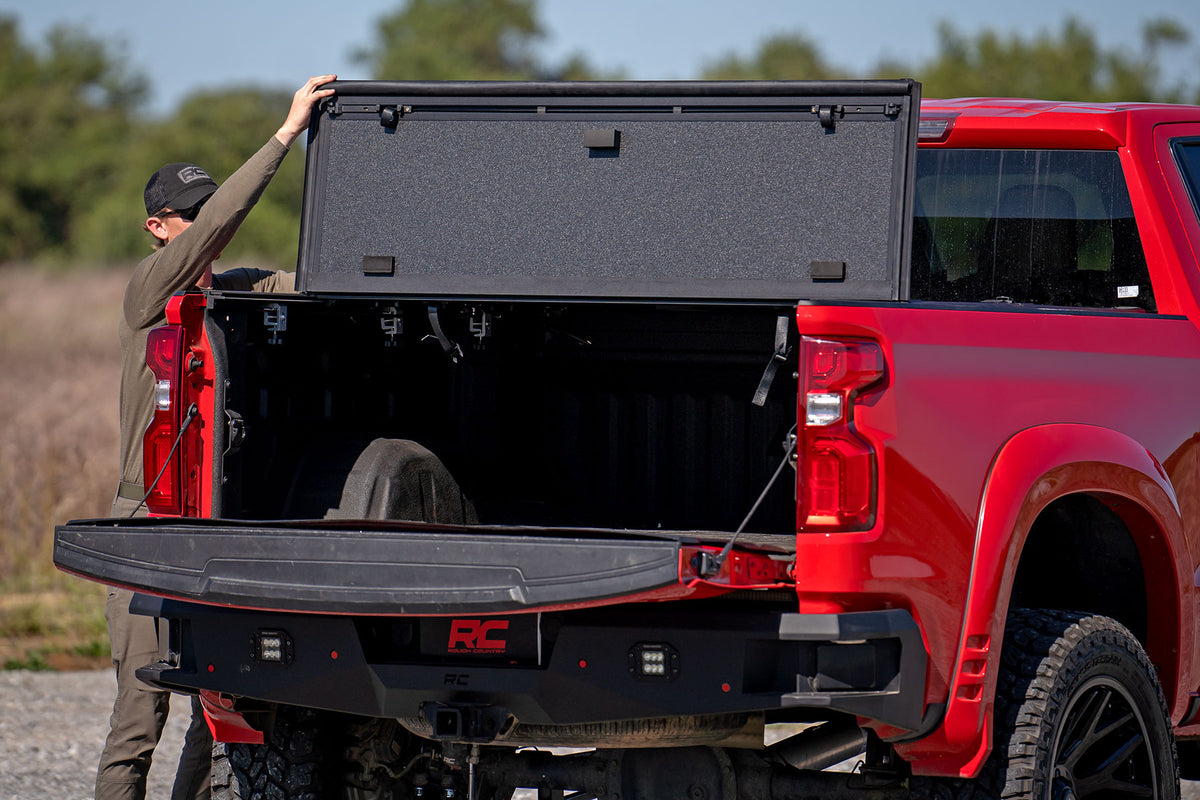 Hard Tri-Fold Flip Up Bed Cover | 6'7" Bed | Chevy/GMC Sierra 1500 (19-26)/Silverado 1500 (19-26)
