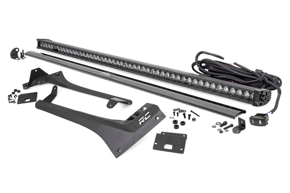 LED Light Kit | Windshield | 50" BLK Single Row | WHT DRL | Jeep Gladiator JT/Wrangler JL (18-24)