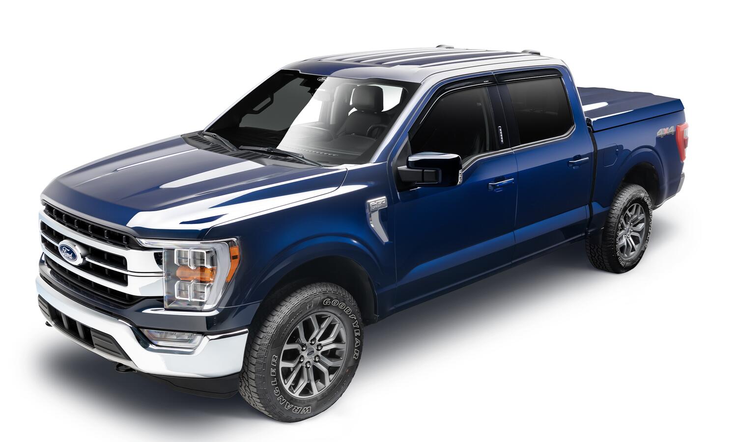 HKY_ventvisor_lowProfile_smoke_2021FordF-150_darkBlue_3Qtr_2854044.jpg