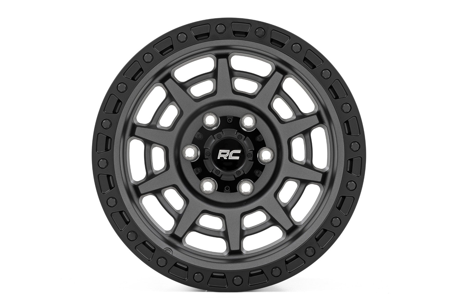 Rough Country 85 Series Wheel | Simulated Beadlock | Gunmetal Gray/Black | 17x9 | 6x5.5 |+25mm