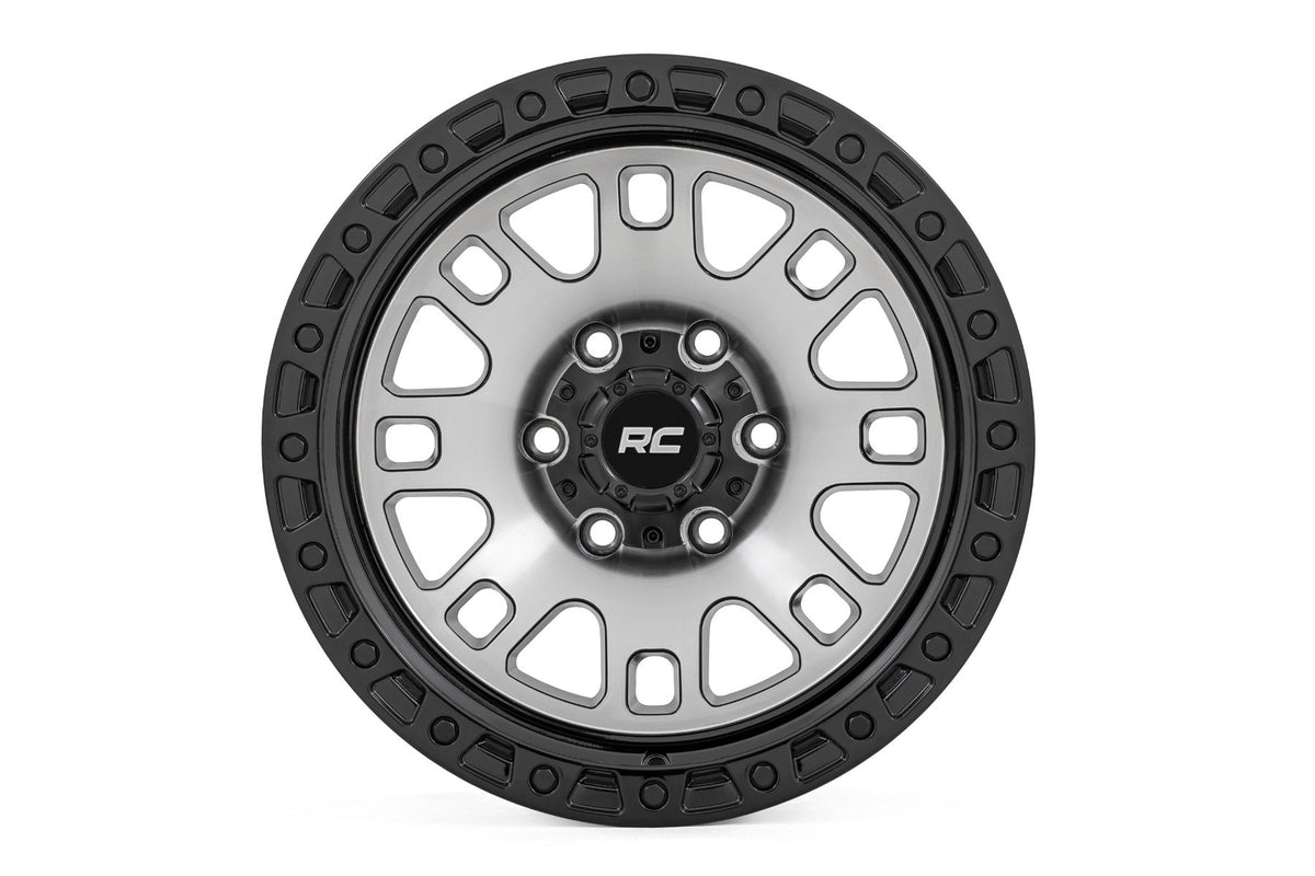 Rough Country 82 Series Wheel | One-Piece | Machined Semi Gloss Black | 18x9 | 6x5.5 | -12mm