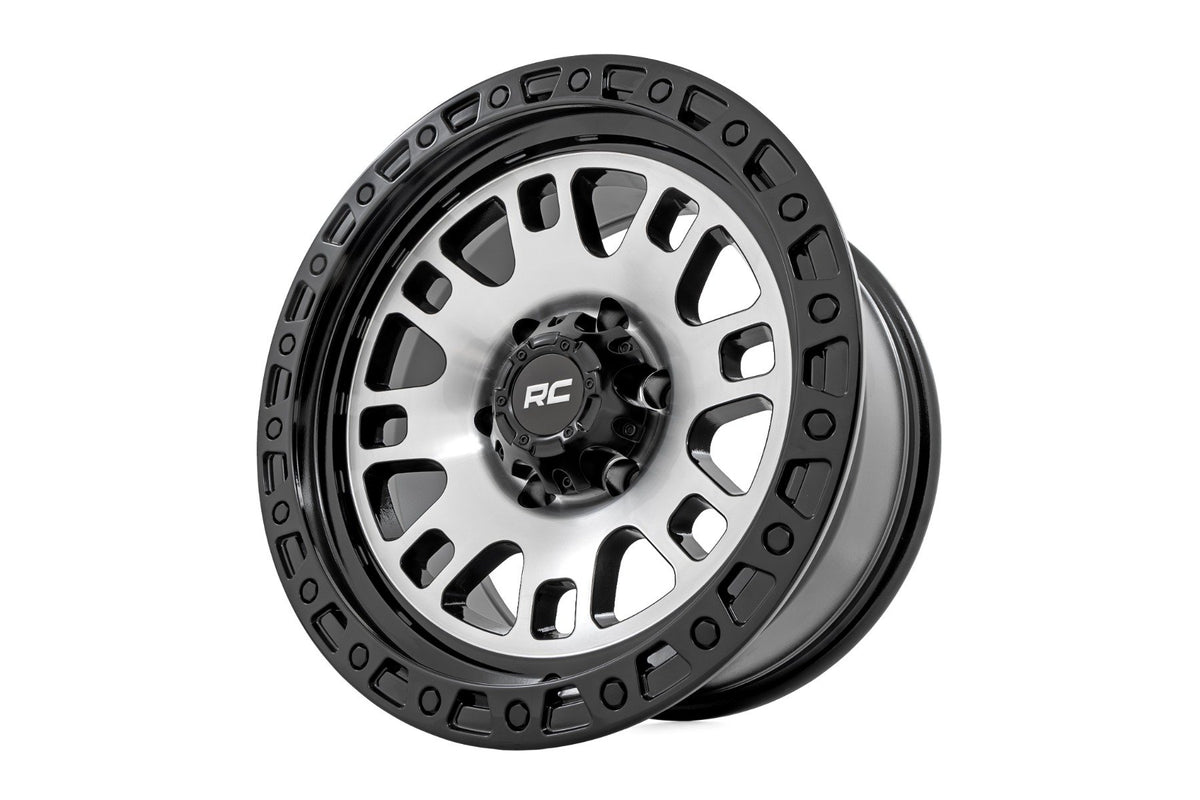 Rough Country 82 Series Wheel | One-Piece | Machined Semi Gloss Black | 18x9 | 6x5.5 | -12mm