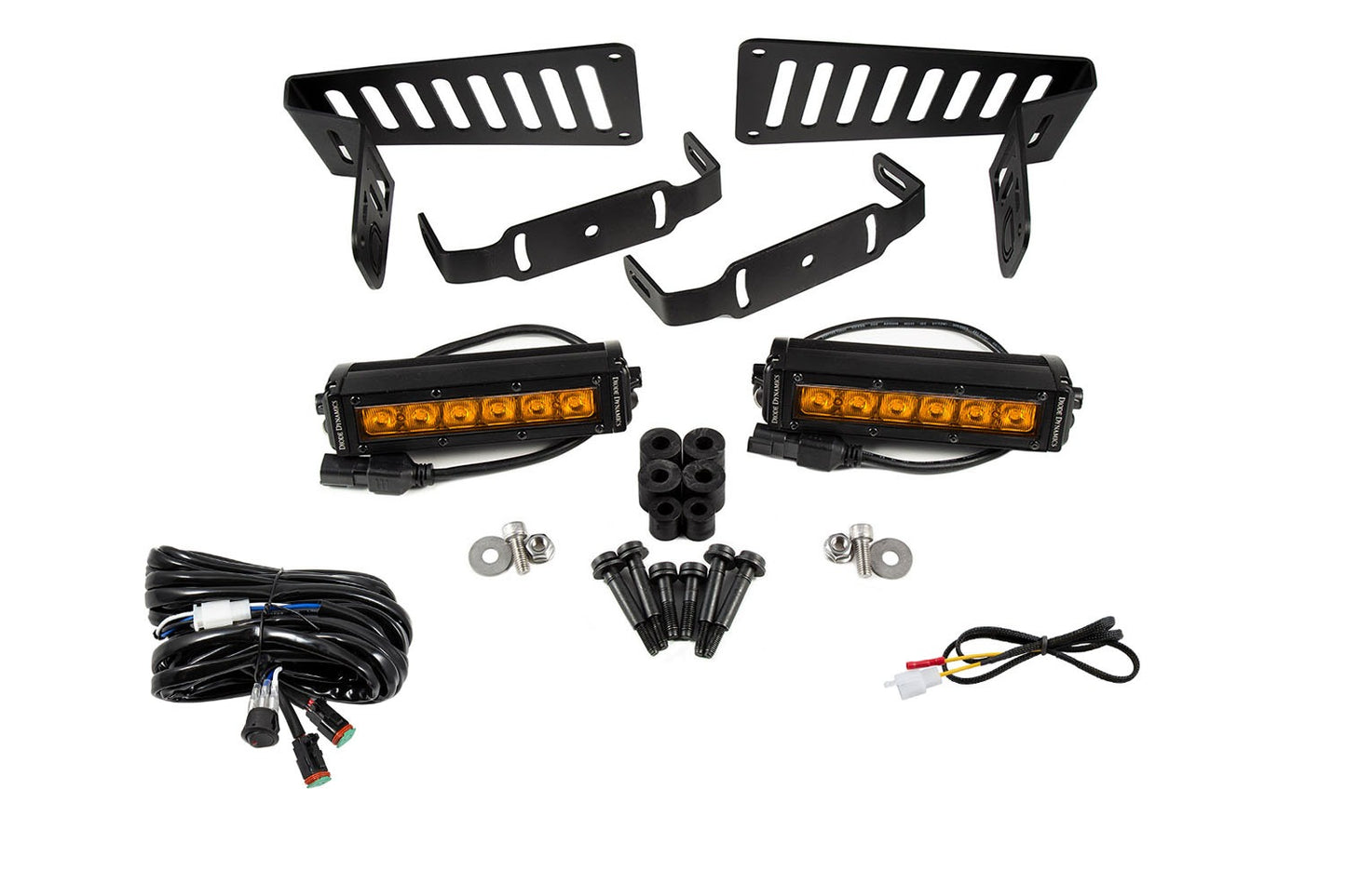 Diode Dynamics - SS6 Cowl LED Bracket Kit For 2018-2024 Jeep JL Wrangler/Gladiator  Amber Driving