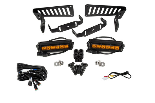 Diode Dynamics - SS6 Cowl LED Bracket Kit For 2018-2024 Jeep JL Wrangler/Gladiator  Amber Driving
