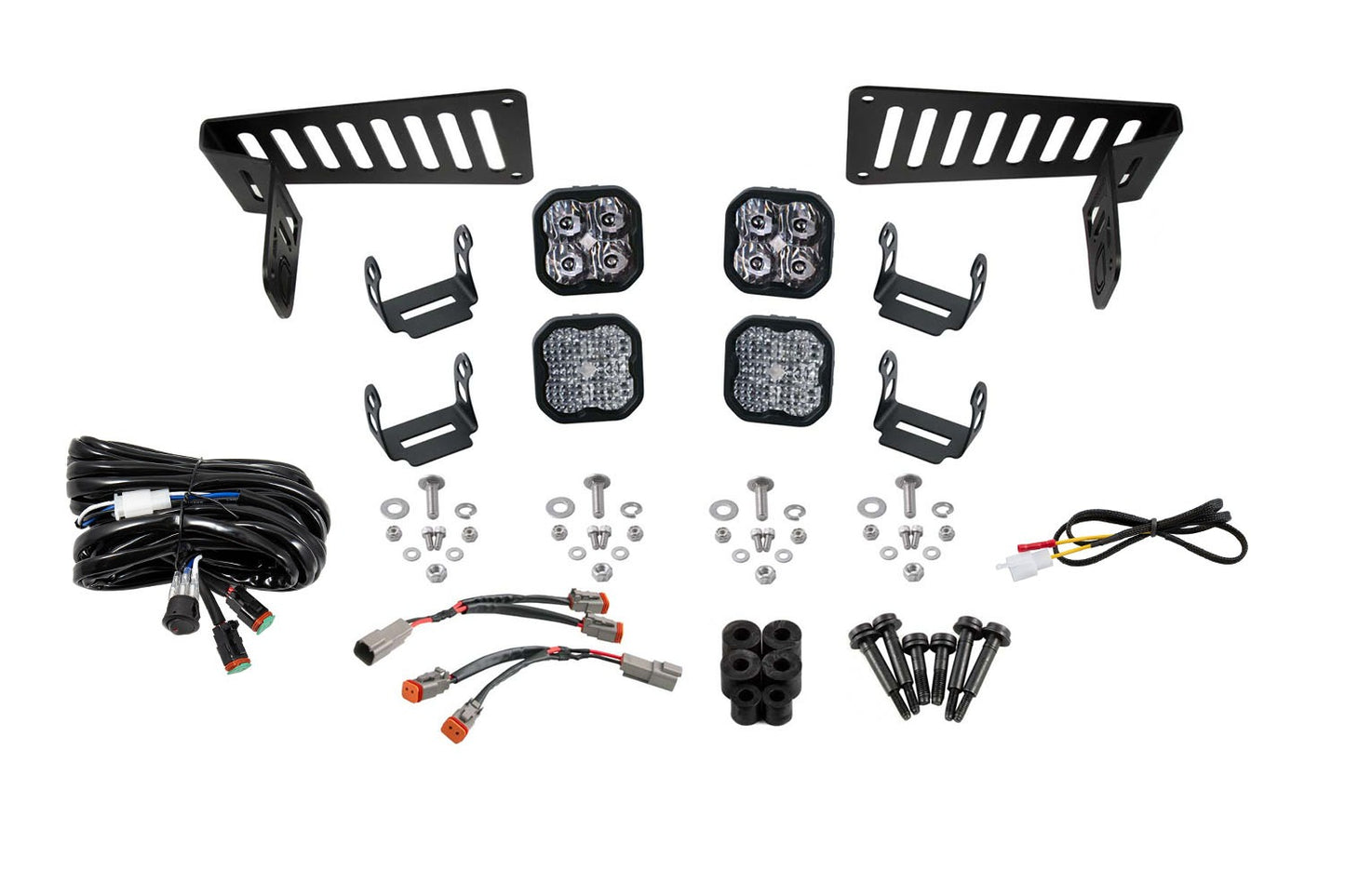Diode Dynamics - SS3 Cowl LED Bracket Kit For 2018-2024 Jeep JL Wrangler/Gladiator  White Pro