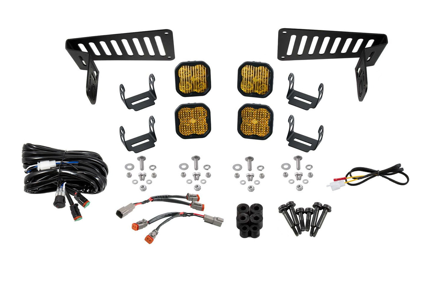 Diode Dynamics - SS3 Cowl LED Bracket Kit For 2018-2024 Jeep JL Wrangler/Gladiator  Yellow Sport
