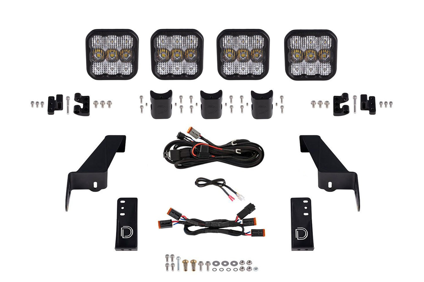 Diode Dynamics - Jeep JL SS5 4-Pod CrossLink Grille Lightbar Kit  Sport White Combo