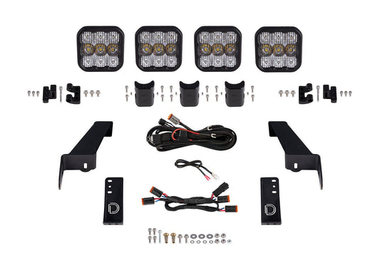 Diode Dynamics - Jeep JL SS5 4-Pod CrossLink Grille Lightbar Kit  Sport White Combo