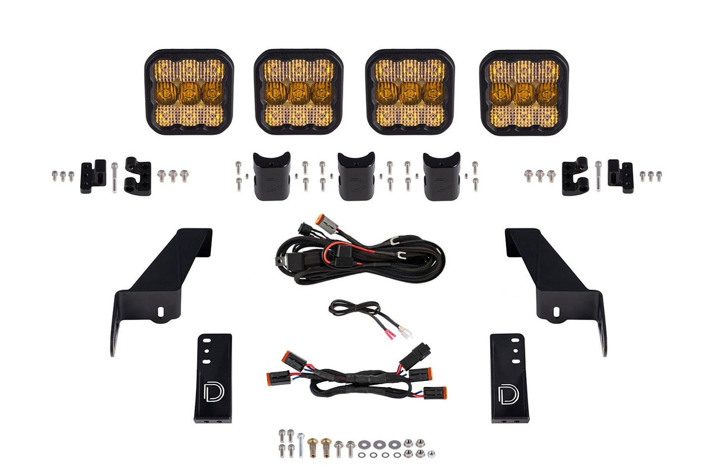Diode Dynamics - Jeep JL SS5 4-Pod CrossLink Grille Lightbar Kit  Sport Yellow Combo