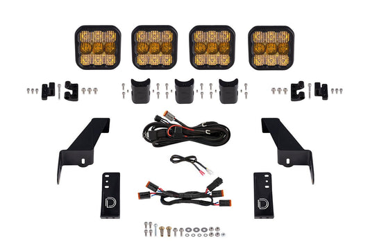 Diode Dynamics - Jeep JL SS5 4-Pod CrossLink Grille Lightbar Kit  Sport Yellow Combo