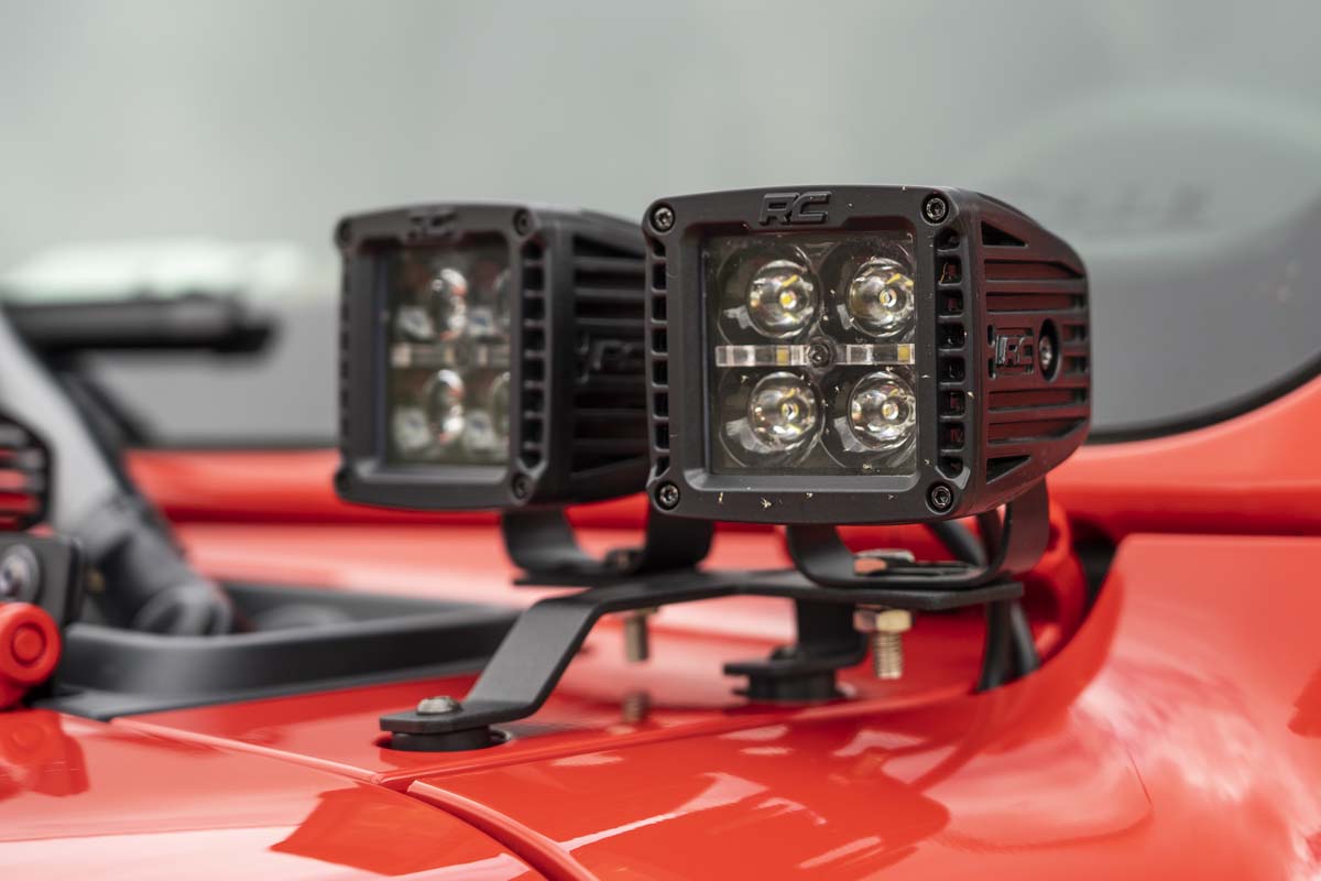 Quad LED Light Kit | Cowl Mount | 2" Black Pairs | Spot | Jeep Gladiator JT/Wrangler JL (18-24)