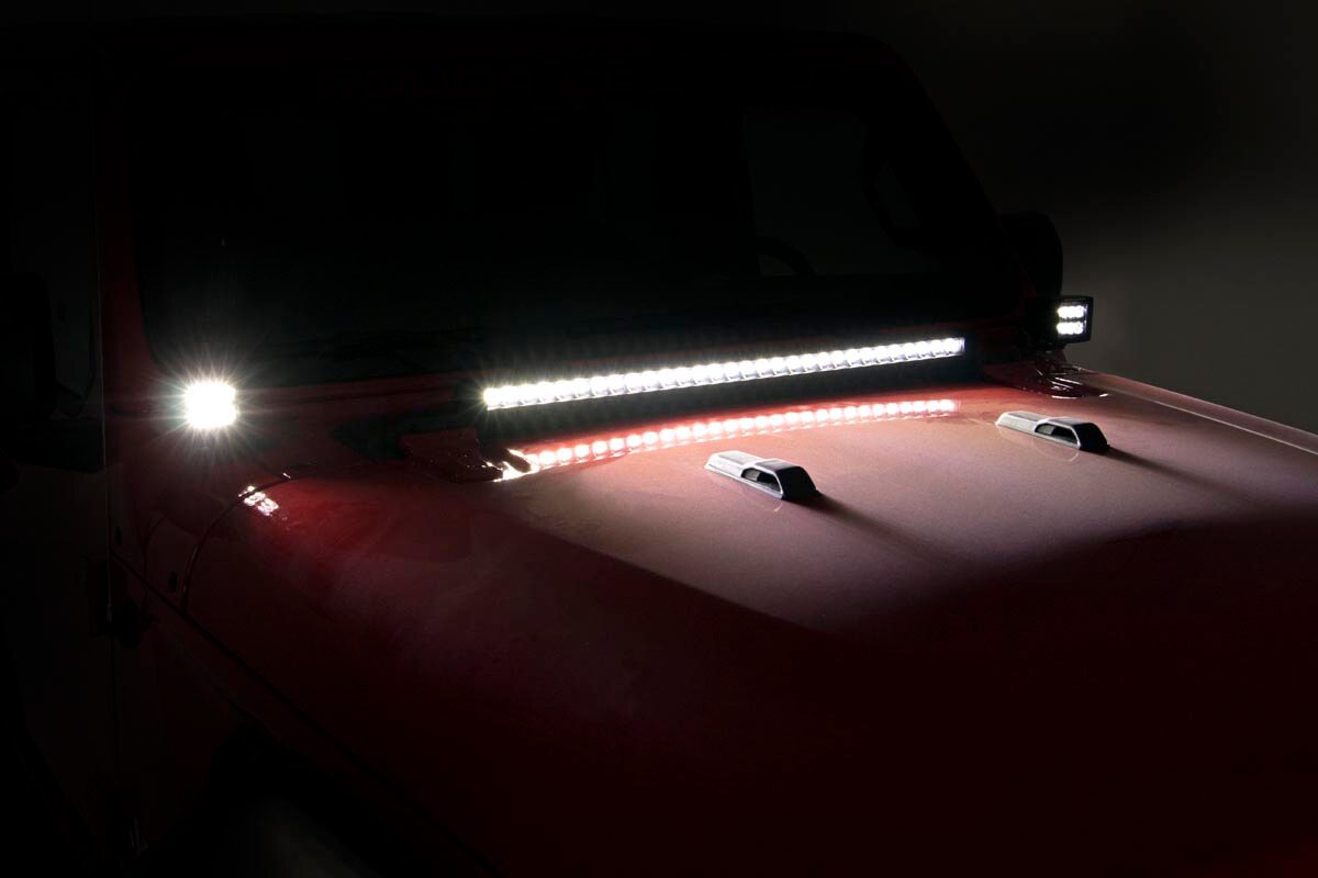 LED Light Kit | Hinge Mount | 2" Black Pair | White DRL | Jeep Gladiator JT/Wrangler JL (18-24)