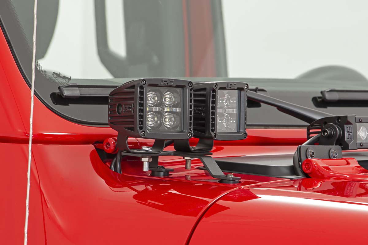 LED Light Kit | Quad | Cowl Mount | 2" Black | White DRL | Jeep Gladiator JT/Wrangler JL (18-24)