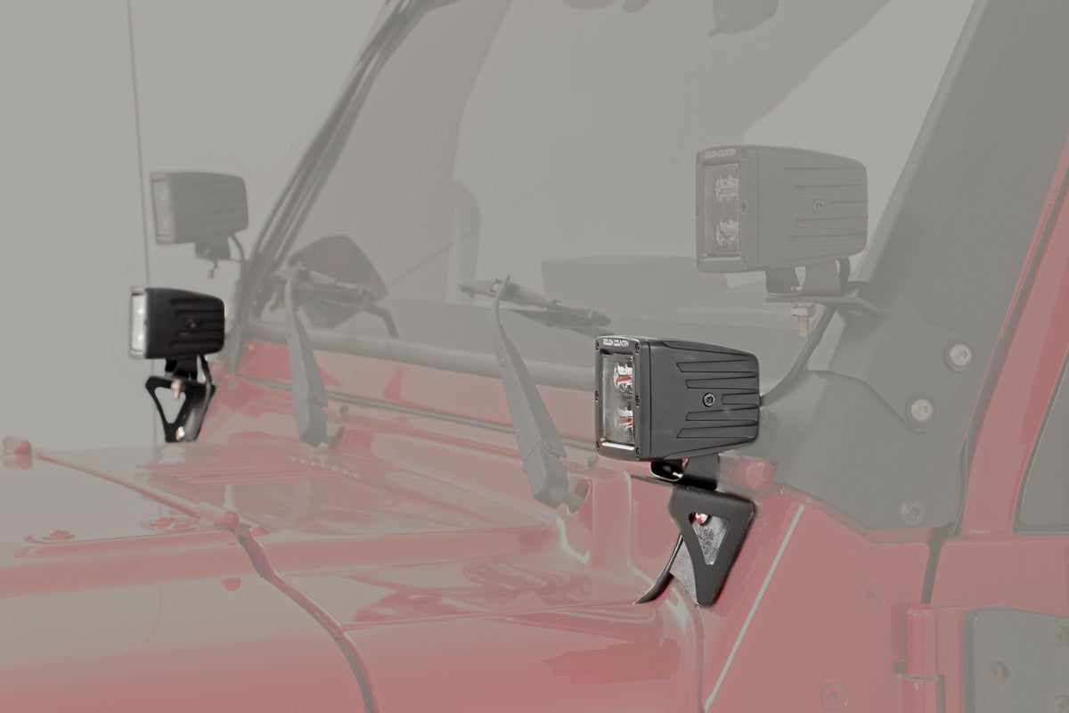 LED Light Mount | Lower Windshield | Pod | Jeep Wrangler TJ (97-06)/Wrangler Unlimited (04-06) 